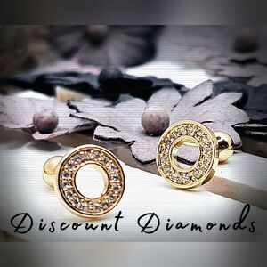 Dainty 18K Yellow Gold Love Circle Earrings on 925 Silver